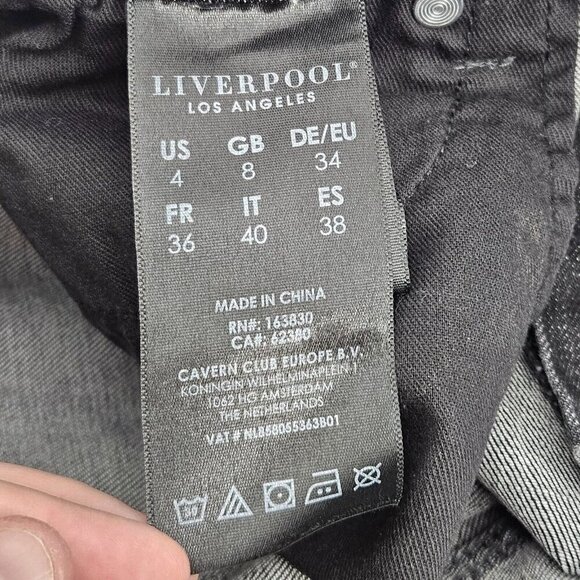 Liverpool Hannah High Rise Crop Flare Jeans Washed Black Women’s Size 4/27 - Picture 5 of 12